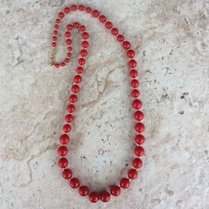 Monet Red & Gold Acrylic Beaded Necklace